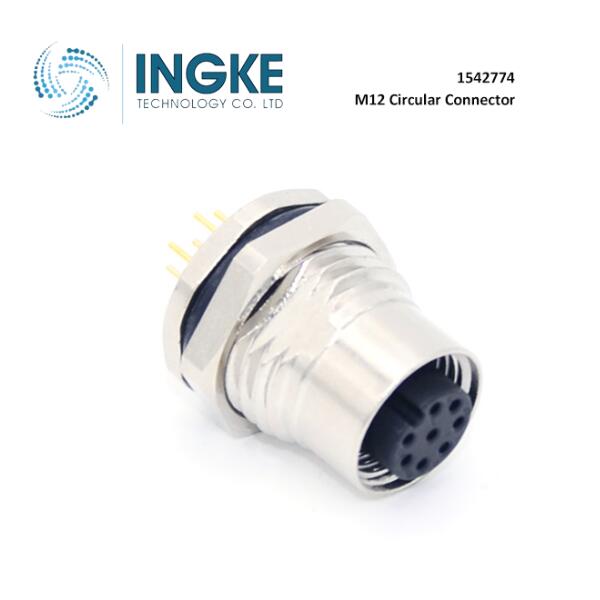 1542774 M12 8 Position Circular Connector Receptacle Female Sockets Solder A Code