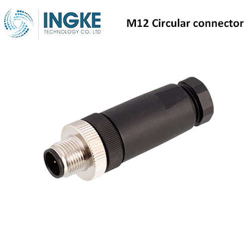 T4111501021-000 M12 Circular Connector Receptacle 2 Position Male Pins Screw Waterproof IP67 D-Code