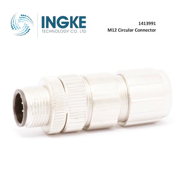 1413991 M12 5 Position Circular Connector Plug Male Pins IDC A Code IP65 IP67 Waterproof