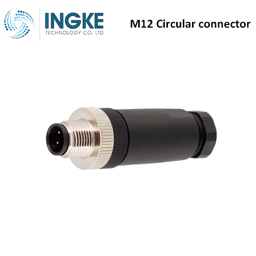 T4111402021-000 M12 Circular Connector Receptacle 2 Position Male Pins Screw Waterproof IP67 B-Code