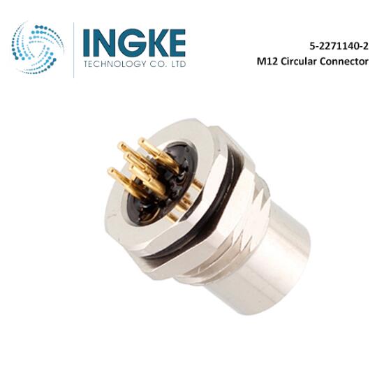 5-2271140-2 M12 8 Position Circular Connector Receptacle Male Pins Solder