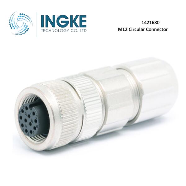 1421680 M12 8 Position Circular Connector Plug Female Sockets IDC
