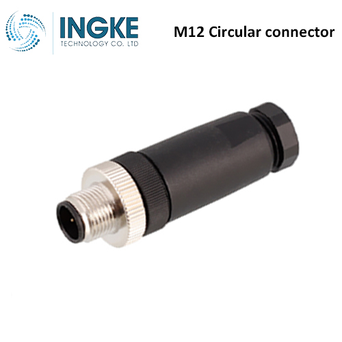 T4111401032-000 M12 Circular Connector Receptacle 3 Position Male Pins Screw Waterproof IP67 B-Code
