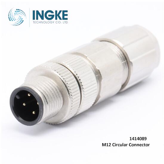 1414089 M12 Circular Connector 4 Position Plug Male Pins Crimp