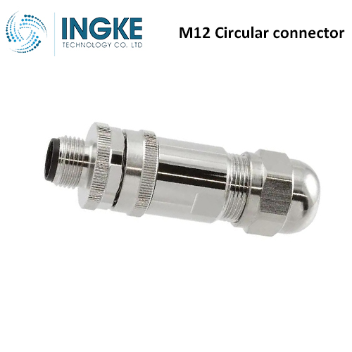 T4111512022-000 M12 Circular Connector Receptacle 2 Position Male Pins Screw Waterproof IP67 D-Code