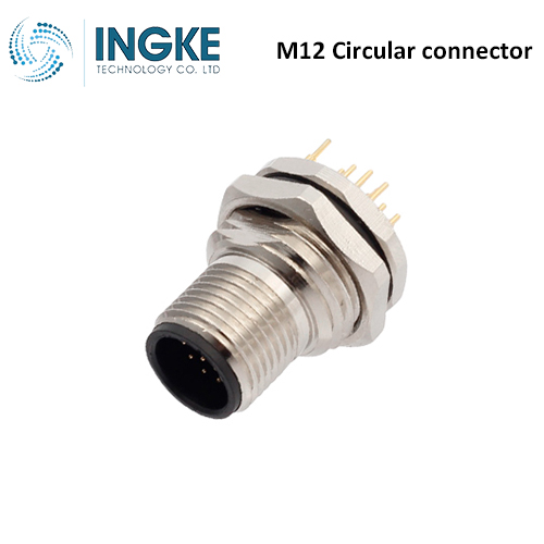 T4140012041-001 M12 Circular Connector Receptacle 4 Position Male Pins Panel Mount Waterproof IP67 A-Code