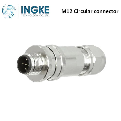 T4111511022-000 M12 Circular Connector Receptacle 2 Position Male Pins Screw Waterproof IP67 D-Code