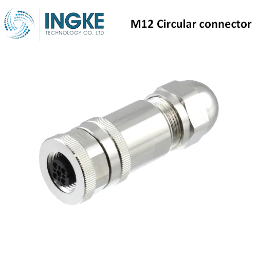 T4110511052-000 M12 Circular Connector Plug 5 Position Female Sockets Screw IP67 Waterproof D-Code