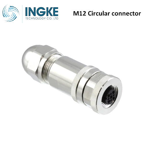 T4110512052-000 M12 Circular Connector Plug 5 Position Female Sockets Screw IP67 Waterproof D-Code