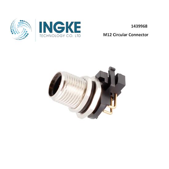 1439968 M12 Circular Connector 5 Position Plug Male Pins Solder Panel Mount IP67