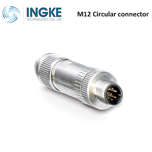 1429130 M12 Circular Connector Plug 6 Position Male Pins IDC IP67 Waterproof A-Code