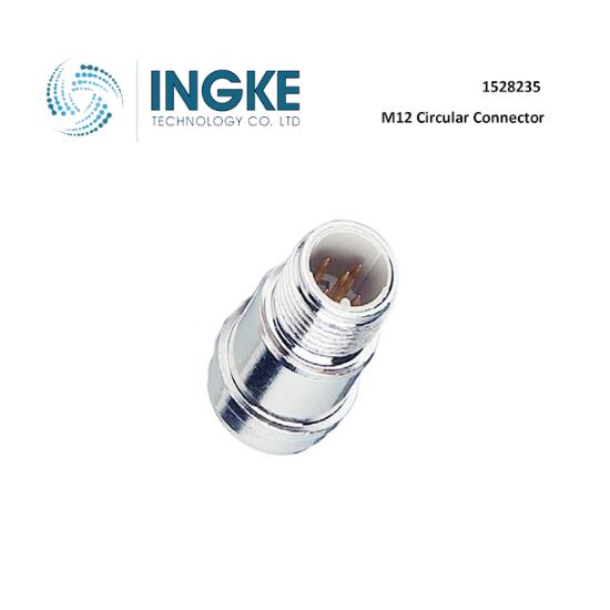 1528235 M12 Circular Connector 4 Position Plug Male Pins Solder Panel Mount IP67