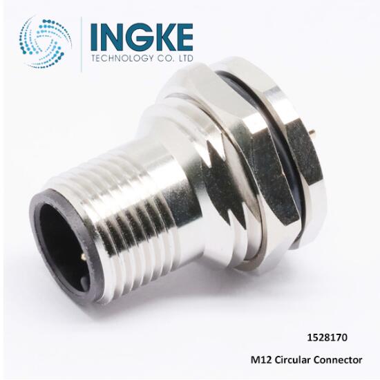 1528170 M12 Circular Connector 4 Position Plug Male Pins Solder Panel Mount IP67