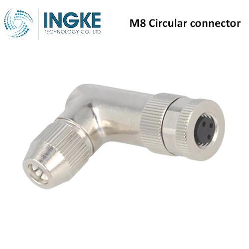 T4012019031-000 M8 Circular Connector Receptacle 3 Position Female Sockets Screw Right Angle IP67 Waterproof