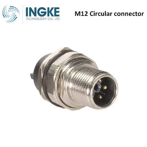 21033961533 M12 Circular Connector Receptacle 4 Position Male Pins Panel Mount L-Code