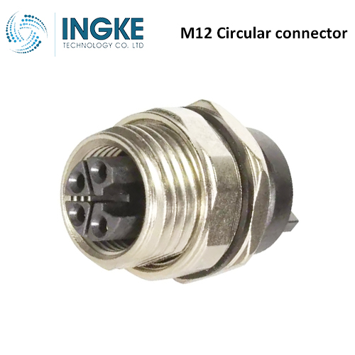21033962532 M12 Circular Connector Receptacle 4 Position Female Sockets Panel Mount L-Code