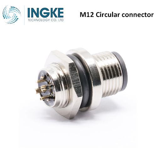 T4130412051-000 M12 Circular Connector Receptacle 5 Position Male Pins Panel Mount Waterproof IP67 B-Code
