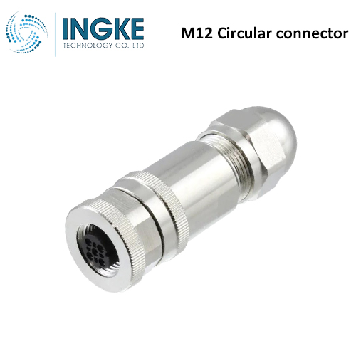 T4110512051-000 M12 Circular Connector Plug 5 Position Female Sockets Screw IP67 Waterproof D-Code