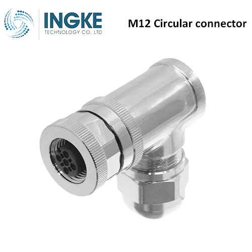 T4112412051-000 M12 Circular Connector Plug 5 Position Female Sockets Screw Right Angle IP67 Waterproof B-Code