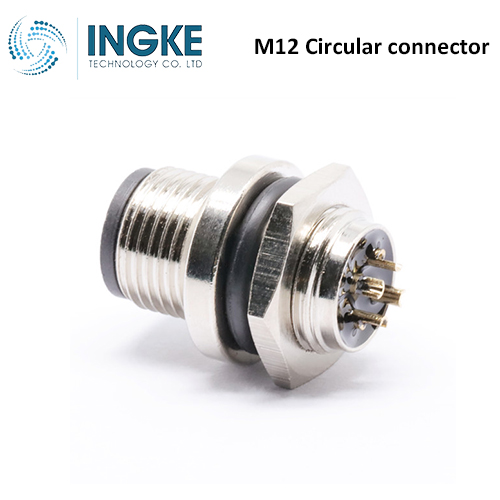 T4142512031-000 M12 Circular Connector Receptacle 3 Position Male Pins Panel Mount Waterproof IP67 D-Code