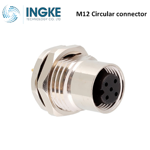 T4141512031-000 M12 Circular Connector Plug 3 Position Female Sockets Panel Mount IP67 D-Code Waterproof