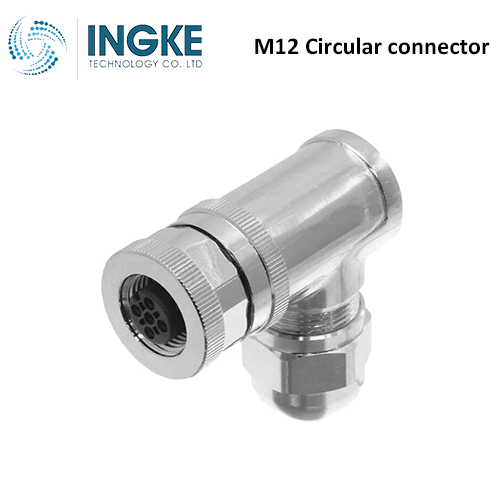 T4112511022-000 M12 Circular Connector Plug 2 Position Female Sockets Screw Right Angle IP67 Waterproof D-Code