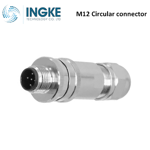 T4111512021-000 M12 Circular Connector Receptacle 2 Position Male Pins Screw Waterproof IP67 D-Code