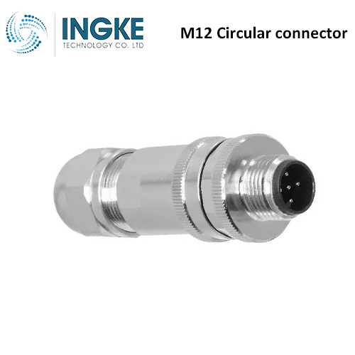 T4111412042-000 M12 Circular Connector Receptacle 4 Position Male Pins Screw Waterproof IP67 B-Code