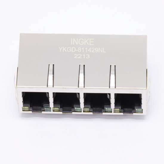 YKGD-811429NL 1x4ports Gigabit Jack with integrated magnetics