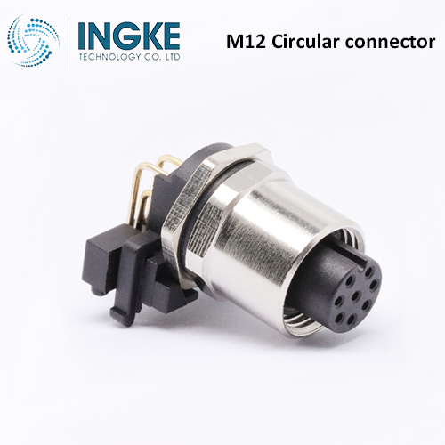 T4144015081-000 M12 Circular Connector Receptacle 8 Position Male Pins Panel Mount Waterproof IP67 A-Code