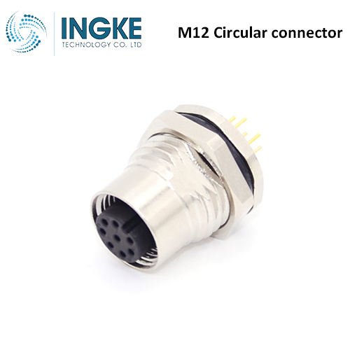 1838417-2 M12 Circular Connector Receptacle 4 Position Female Sockets Panel Mount IP67 Waterproof