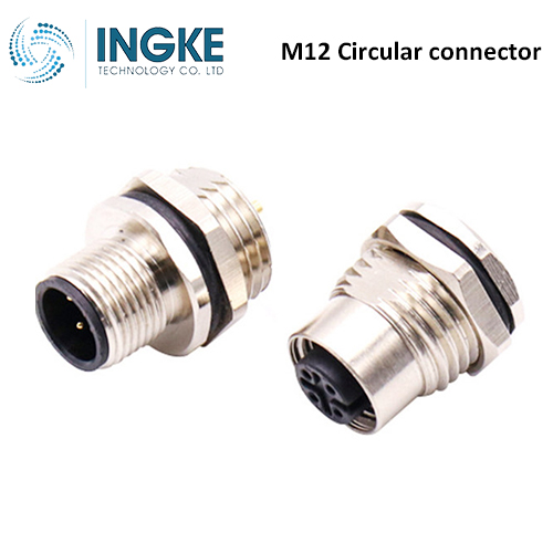 1558522 M12 Circular Connector Receptacle 4 Position Female Sockets Panel Mount IP67 Waterproof A-Code
