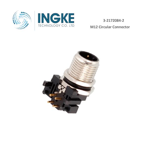 3-2172084-2 M12 Connector 4 Position Circular Connector Receptacle Male Pins Solder