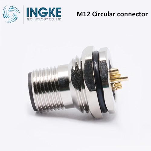 1551516 M12 Circular Connector Plug 4 Position Male Pins Panel Mount IP67 Waterproof D-Code