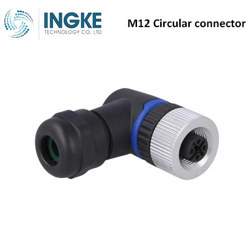 PXPPAM12RAF03ASTPG9 M12 Circular Connector Plug 3 Position Female Sockets Screw Right Angle IP67 Waterproof A-Code