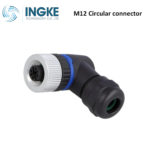 PXPPAM12RAF05ASTPG9 M12 Circular Connector Plug 5 Position Female Sockets Screw Right Angle IP67 Waterproof A-Code