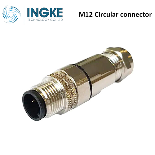 PXMBNI12FIM03ASCPG7 M12 Circular Connector Receptacle 3 Position Male Pins Solder Cup Waterproof IP67 A-Code