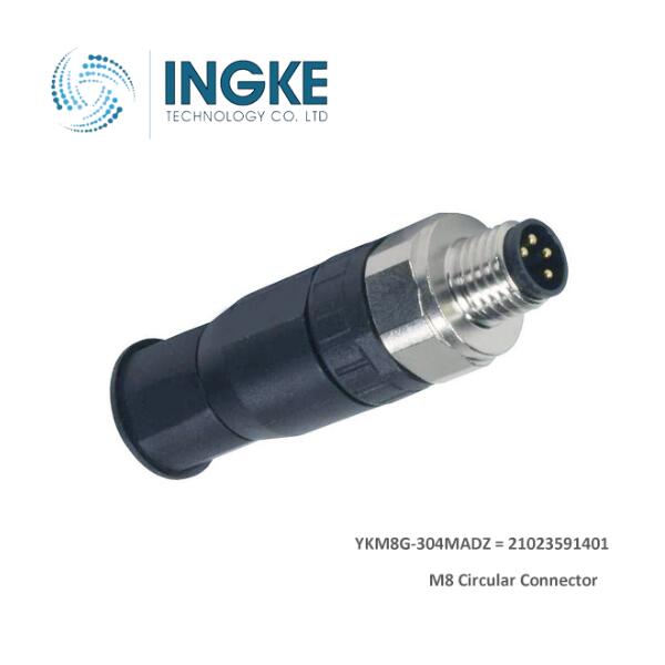 YKM8G-304MADZ cross 21023591401 M8 Circular Connector Plug Male Pins Screw 4 Position