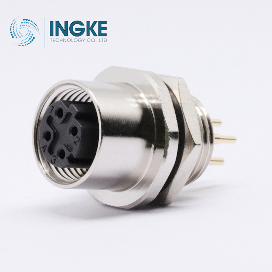 21033176405 M12 Wire 4 Contact IP67 Socket (Female) Panel Front Circular Metric Connectors