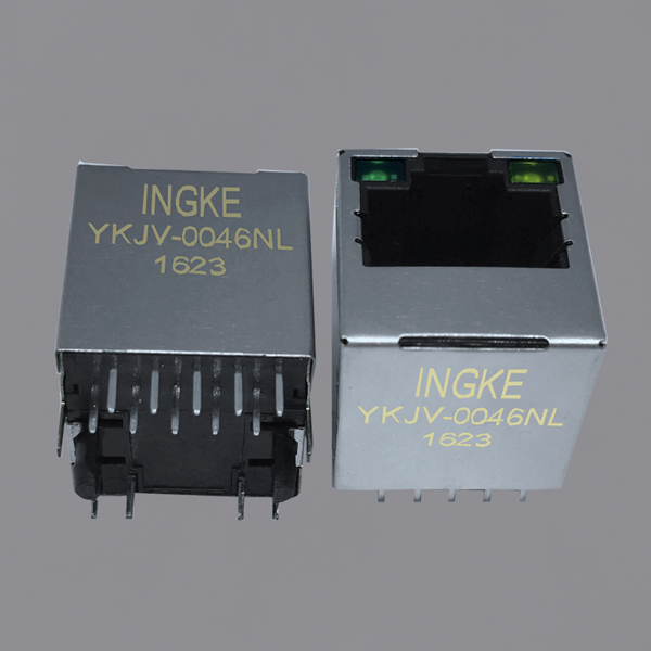 YKJV-0046NL 100Base-T POE Magnetic Connector Vertical RJ45 Modular Jack