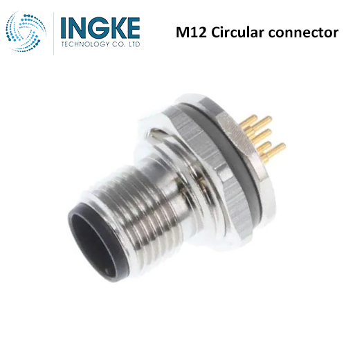 T4140512051-000 M12 Circular Connector Receptacle 5 Position Male Pins Panel Mount Waterproof IP67 D-Code