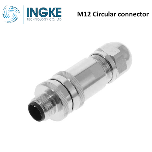 T4111411021-000 M12 Circular Connector Receptacle 2 Position Male Pins Screw Waterproof IP67 B-Code