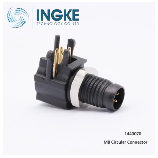 1440070 M8 Connector Plug Male Pins Solder Right Angle IP67