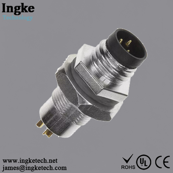 1838838-1 3 Position M8 Circular Connector Plug IP67 Male Pins Solder