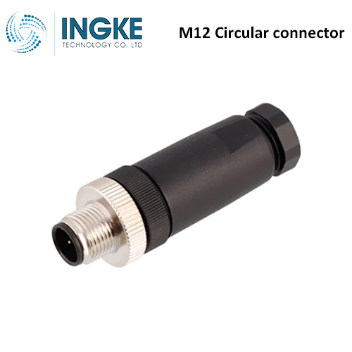 T4111502042-000 M12 Circular Connector Receptacle 4 Position Male Pins Screw Waterproof IP67 D-Code