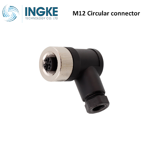 T4112002032-000 M12 Circular Connector Plug 3 Position Female Sockets Screw Right Angle IP67 Waterproof A-Code