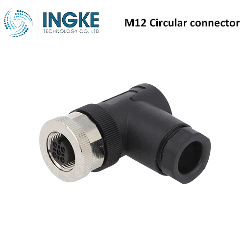 T4112402032-000 M12 Circular Connector Plug 3 Position Female Sockets Screw Right Angle IP67 Waterproof B-Code
