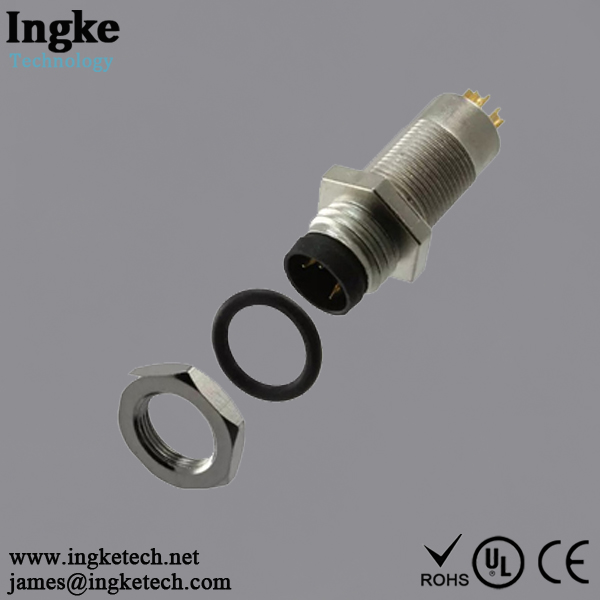 1838838-2 4 Position M8 Circular Connector Plug IP67 Male Pins Solder