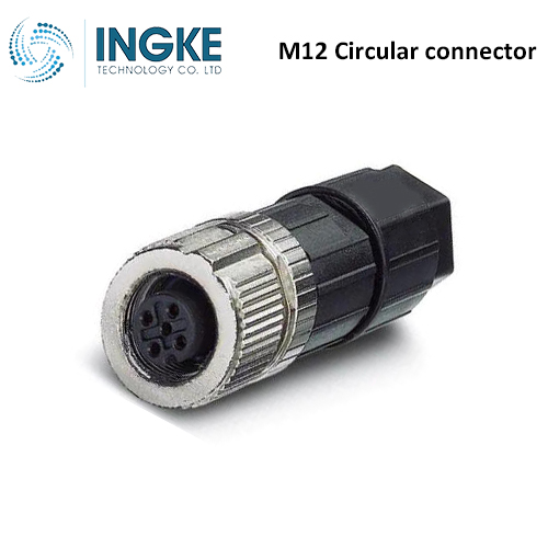 1424655 M12 Circular Connector Receptacle 4 Position Female Sockets Spring-Cage A-Code Waterproof