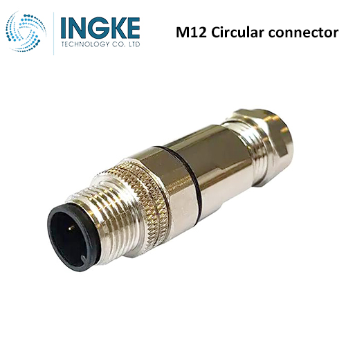 PXMBNI12FIM05ASCPG9 M12 Circular Connector Receptacle 5 Position Male Pins Solder Cup Waterproof IP67 A-Code